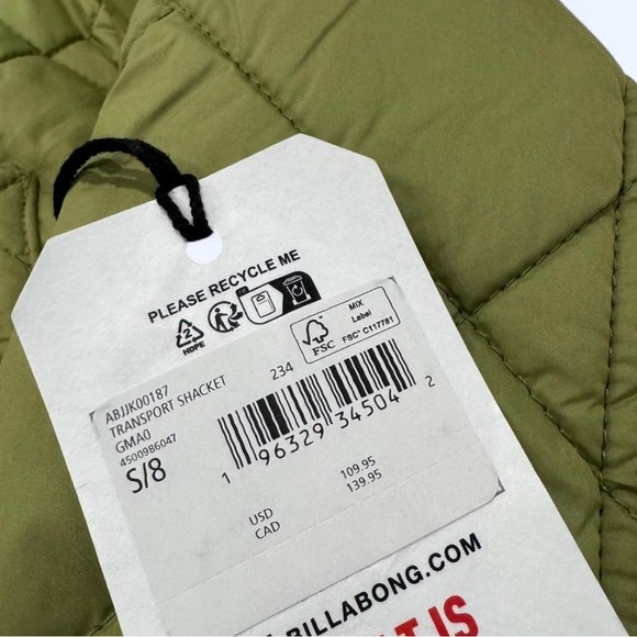 Billabong Transport Shacket - Women’s Small - Green - Quilted - Picture 4 of 4